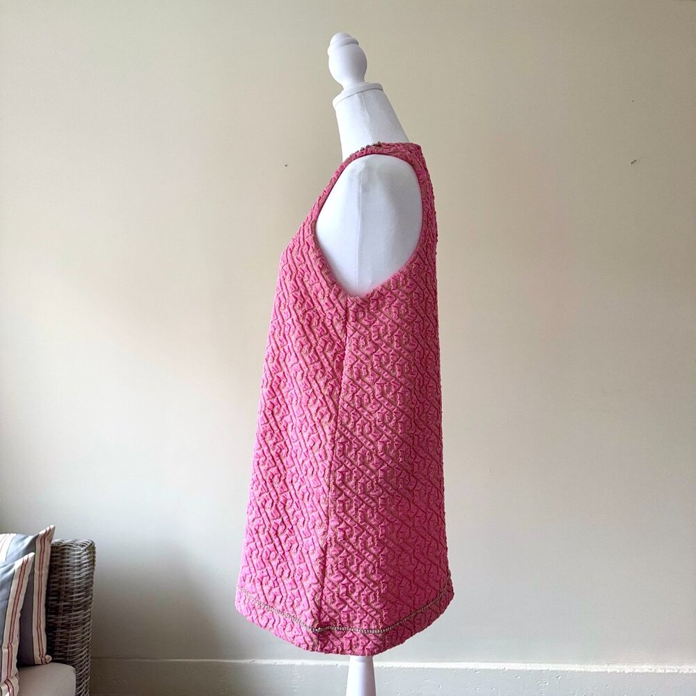 Zara Bubblegum Pink Metallic Textured Jeweled Sleeveless S Mini Dress! - Picture 3 of 8
